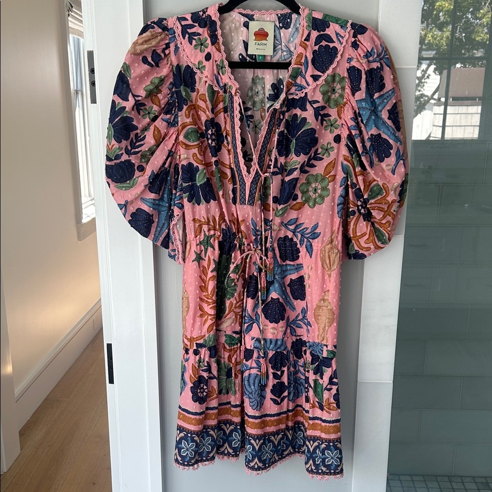 FARM Rio Pink and Blue Floral Dress
